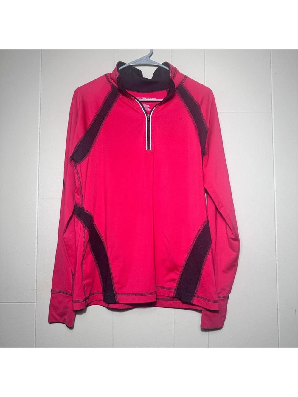 Tek Gear Womens Large Pink Quarter Zip Pullover Athletic Running (C24)